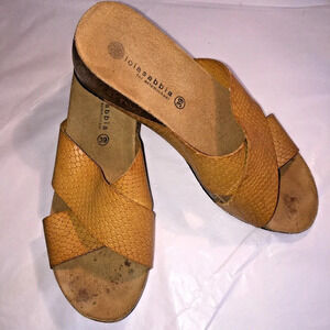 Eric Michael Lola Sabbia Shoes Womens 39 Tan Leather Platform Wedge Sandals
